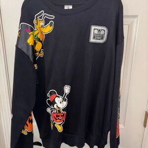 Disney Black Halloween Sweatshirt with Mickey and Pluto